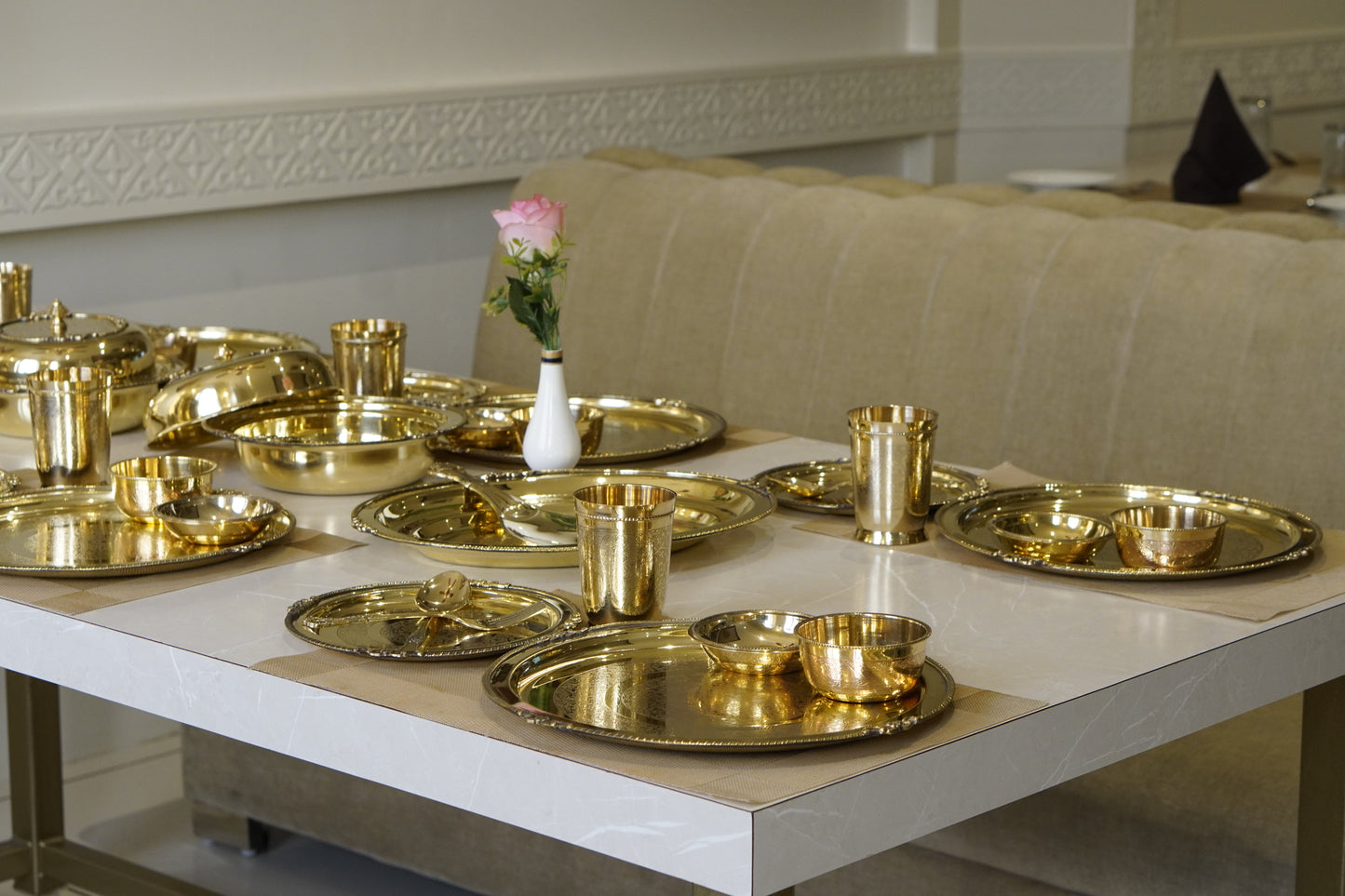 51 Piece brass Etched Dinner Set