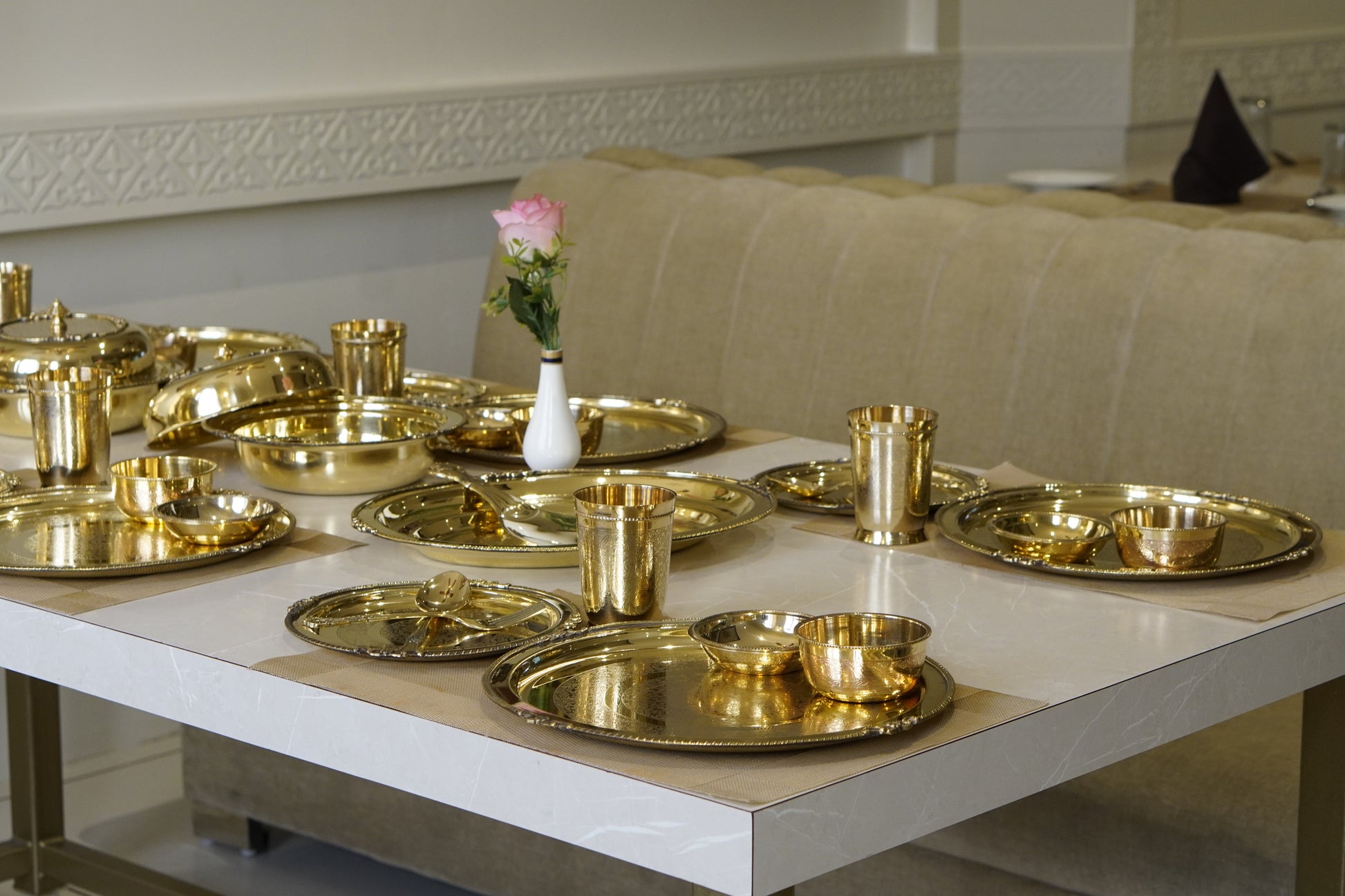 51 Piece brass Etched Dinner Set