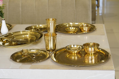 51 Piece brass Etched Dinner Set
