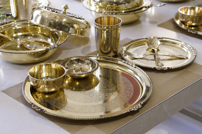 51 Piece brass Etched Dinner Set