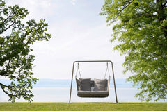 Inga Double Seater Hanging Swing With Stand For Balcony, Garden Swing (Grey) Braided & Rope