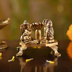 Brass Shivling with Family – Handcrafted Divine Temple Decor (2.5 Inch)