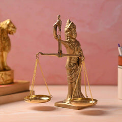 Brass Lady Justice Standing Statue (8.5 Inch)