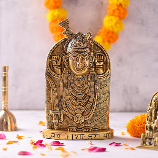 Brass Aashapura Maa Idol – Handcrafted Traditional Brass Decor (9.8 Inch)