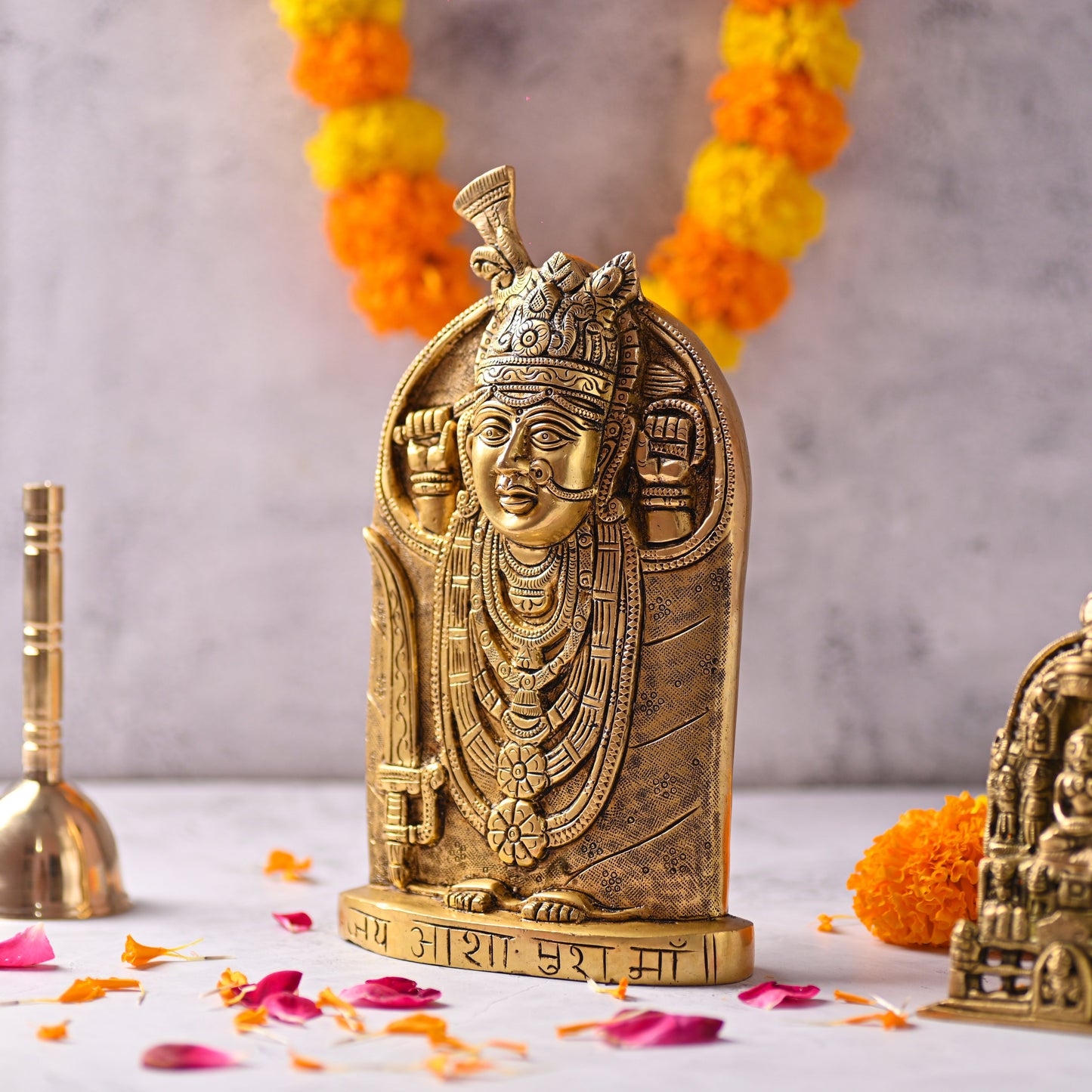 Brass Aashapura Maa Idol – Handcrafted Traditional Brass Decor (9.8 Inch)