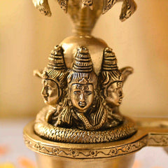 Brass Lord Shiva Mukhalingam Idol with Naga Canopy (8.2 Inch)