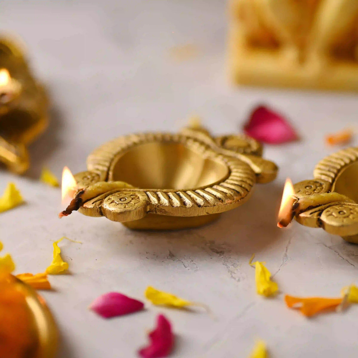 Brass Handcrafted Oil Diya Pair (0.7 Inch)
