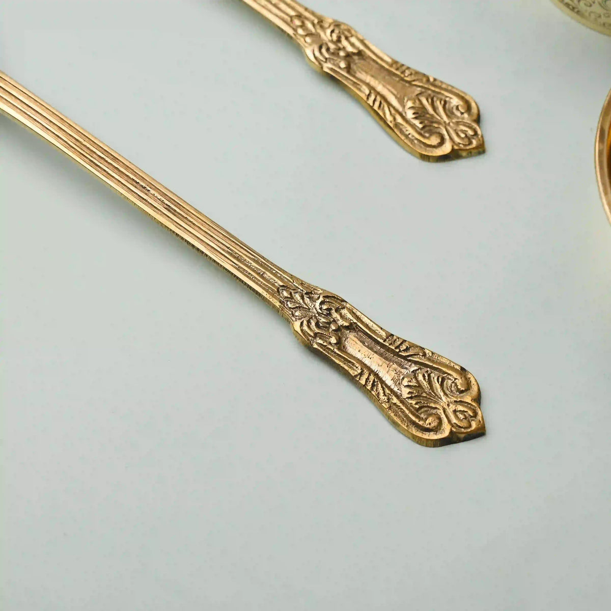 Handcrafted Brass Serving Spoon Pair