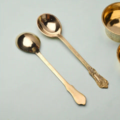 Handcrafted Brass Serving Spoon Pair