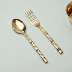 Handcrafted Brass Fork & Spoon Set – Premium Indian Brassware (7.2 Inch)