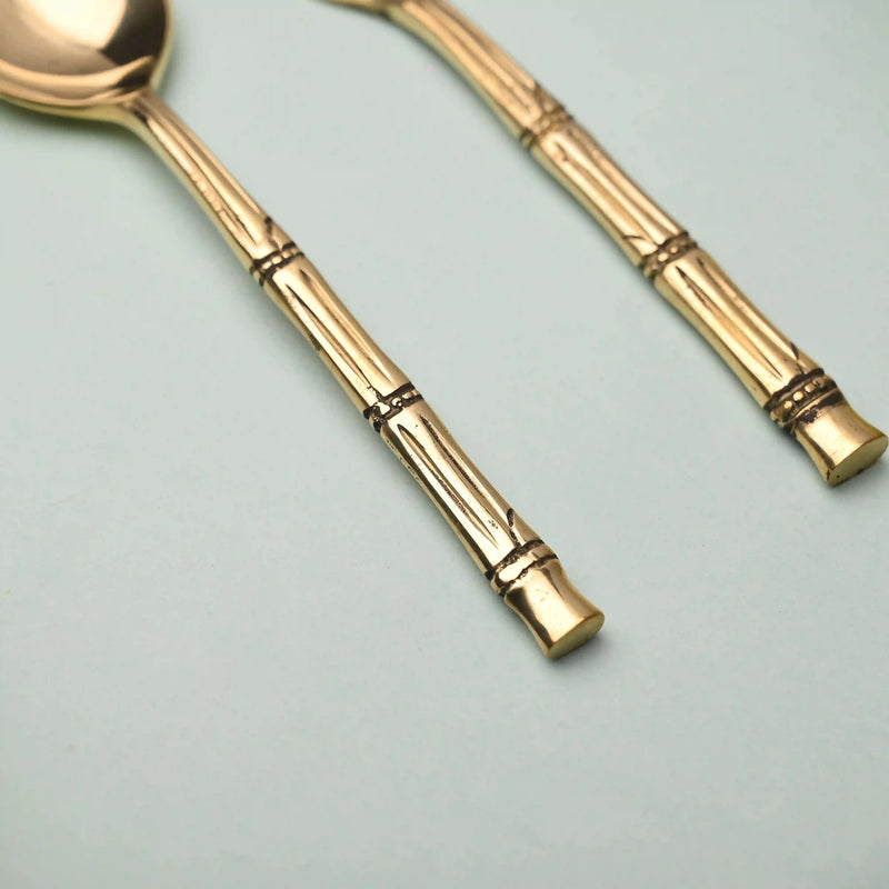 Handcrafted Brass Fork & Spoon Set – Premium Indian Brassware (7.2 Inch)