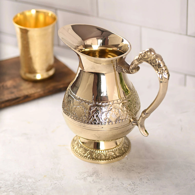 Brass Handcrafted Water Jug (8 Inch)