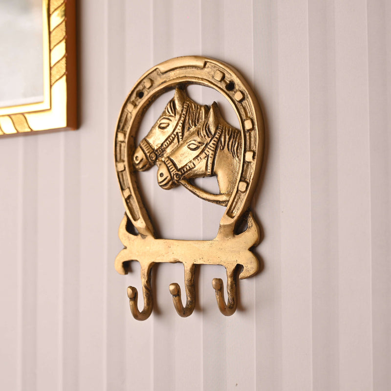 Brass Horse Face Design Hanger – Elegant Handcrafted Wall Decor (5.9 Inch)