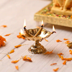 Brass Exquisite Five Petal Diya (1.6 Inch)