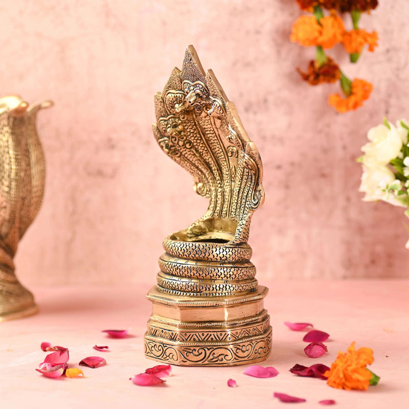 Brass Vintage Sheshnaag idol (9.8 Inch)