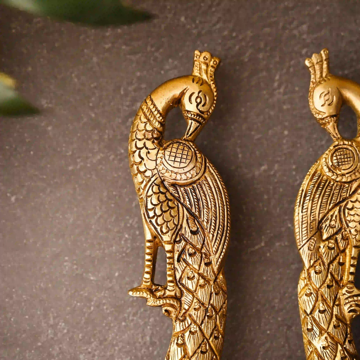 Brass Peacock Door Handle Pair (9.5 Inch)