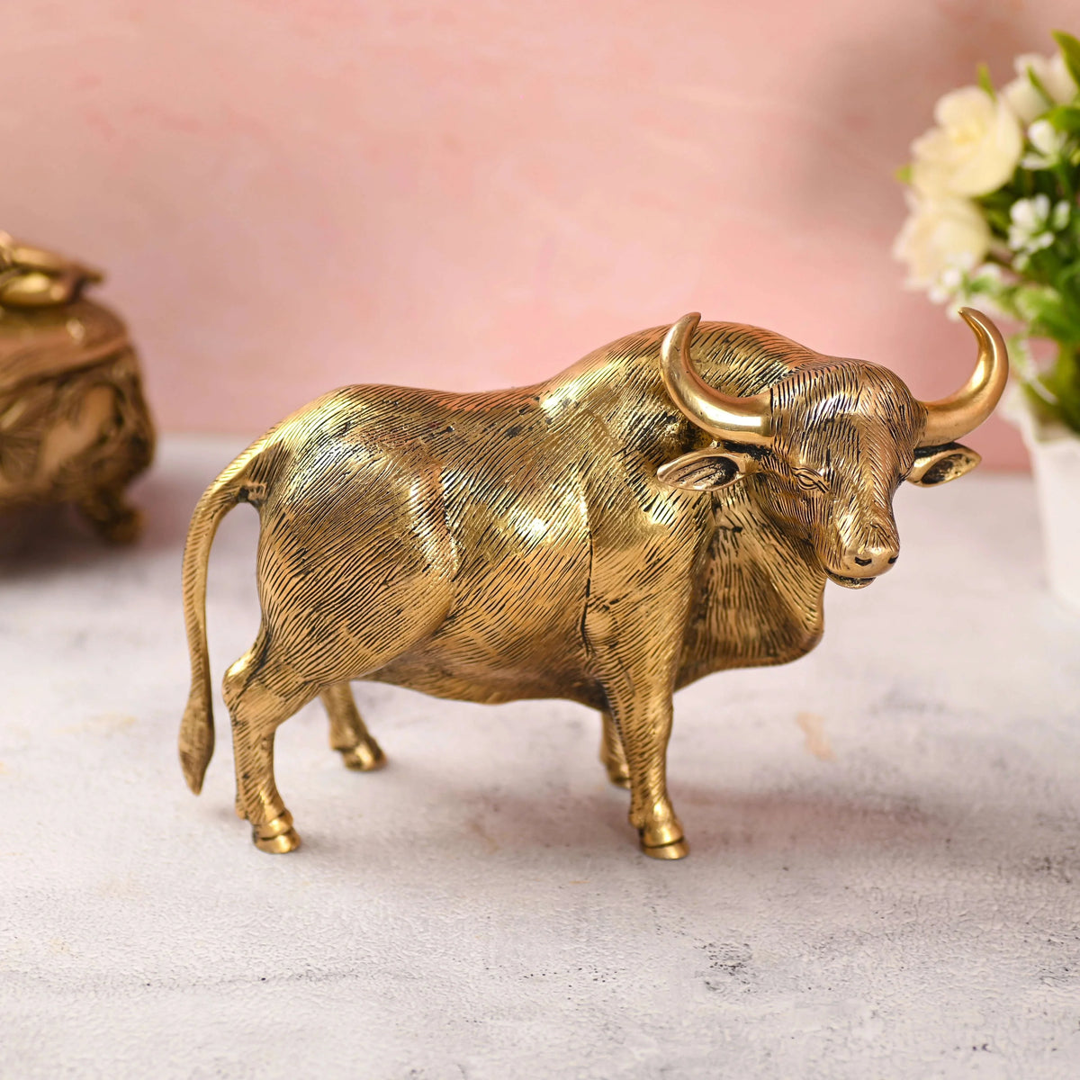 Brass Standing Bull Figurine (7 Inch)