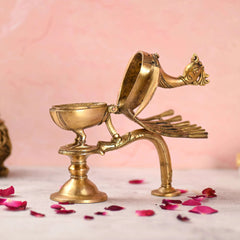 Brass Peacock Dhoop Dani & Incense Holder (8.5 Inch)