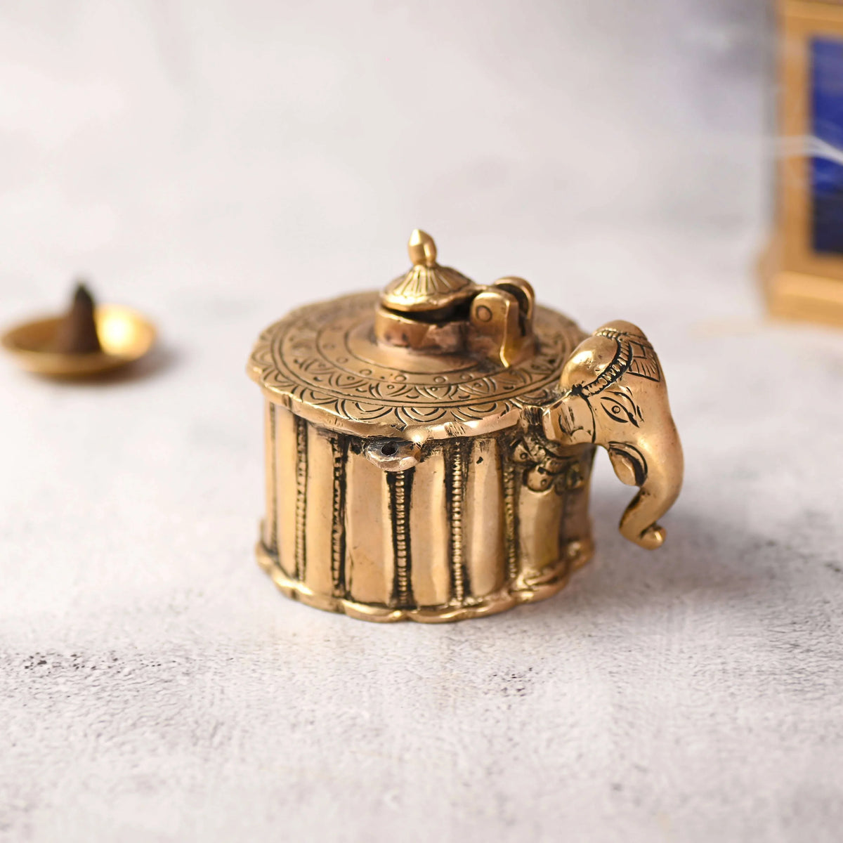 Brass Elephant Ink Pot (3 Inch)