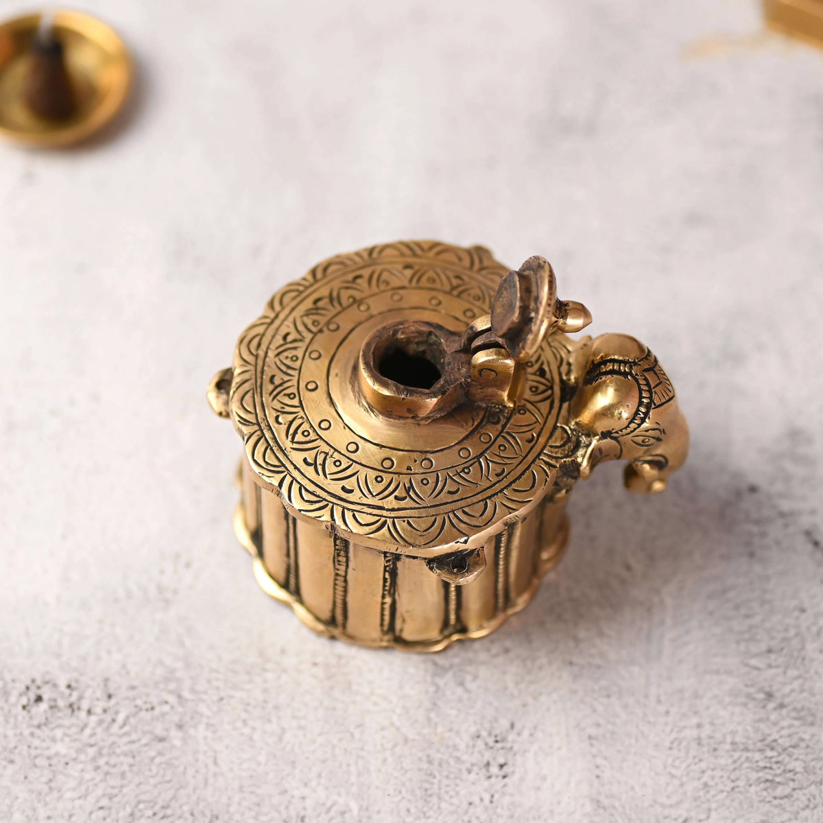 Brass Elephant Ink Pot (3 Inch)