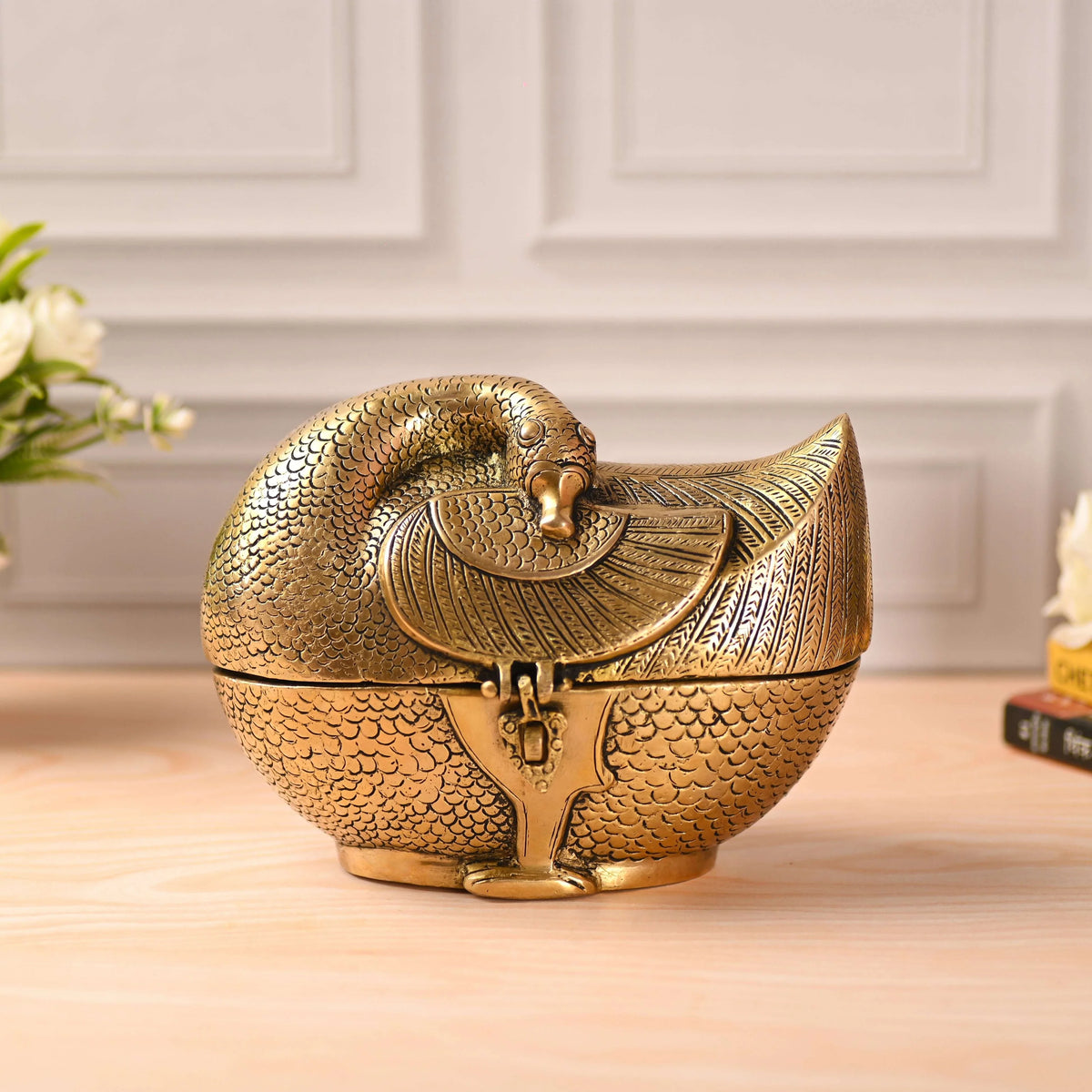 Brass Duck or Swan Shaped Jewellery Box (6 Inch)
