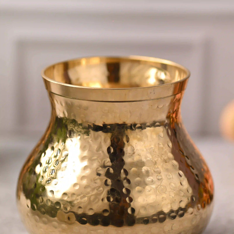 Brass Hammered Pooja Kalash – Premium Indian Brassware (5.2 Inch)
