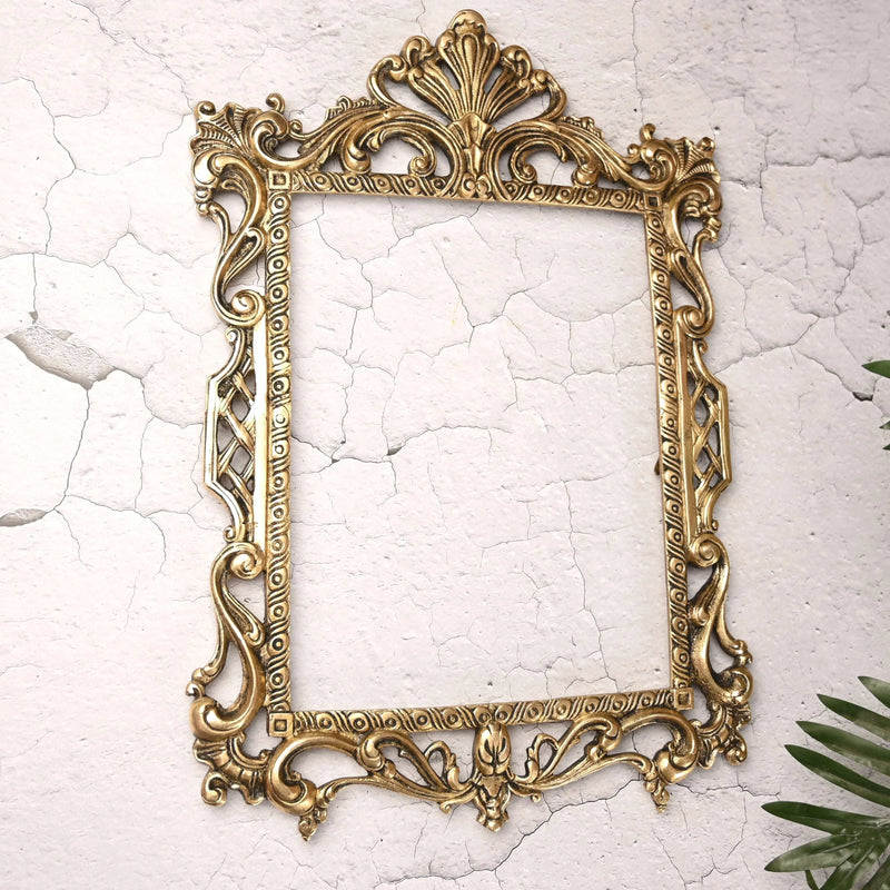 Brass Vintage Photo / Mirror Frame Wall Hanging (17.5 Inch)