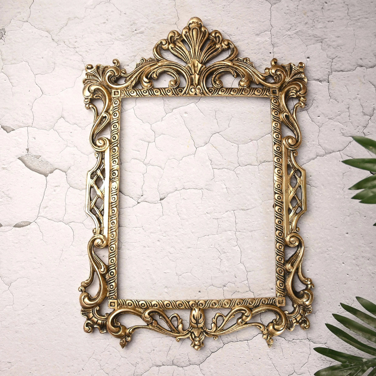 Brass Vintage Photo / Mirror Frame Wall Hanging (17.5 Inch)