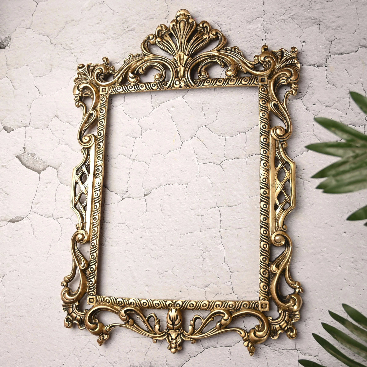 Brass Vintage Photo / Mirror Frame Wall Hanging (17.5 Inch)