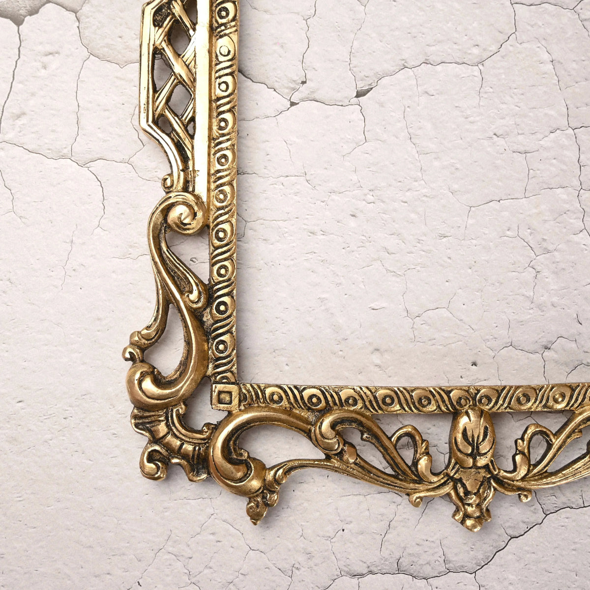 Brass Vintage Photo / Mirror Frame Wall Hanging (17.5 Inch)