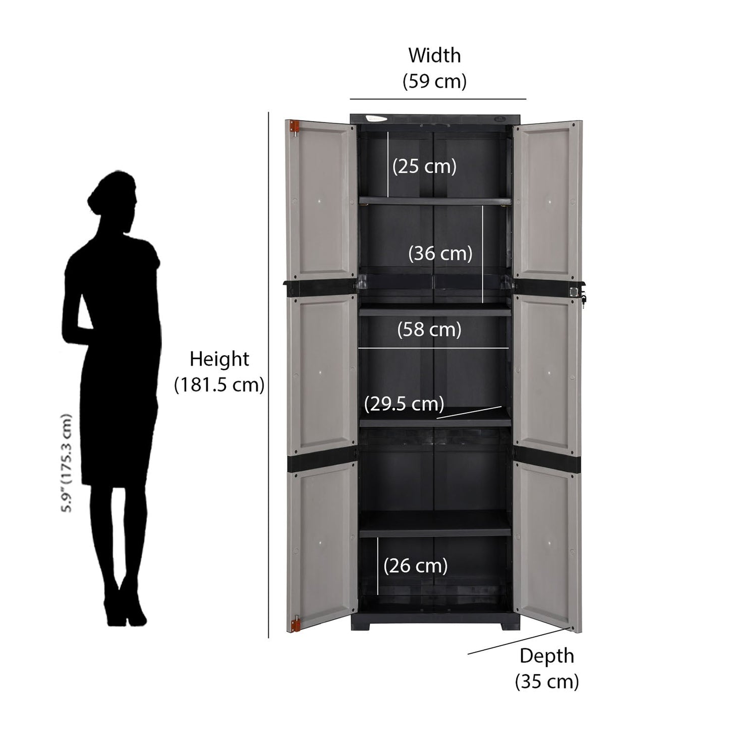 Nilkamal Freedom Mini Medium (FML) Plastic Cabinet for Storage(Grey/Charcoal Grey)