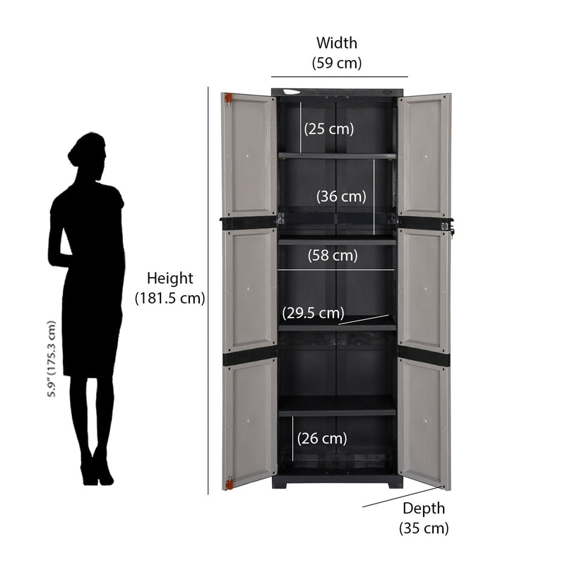 Nilkamal Freedom Mini Medium (FML) Plastic Cabinet for Storage(Grey/Charcoal Grey)