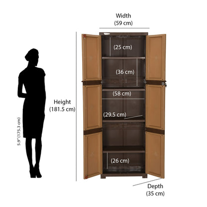 Nilkamal Freedom Mini Medium (FML) Plastic Cabinet for Storage (Sandy & Dark Brown)
