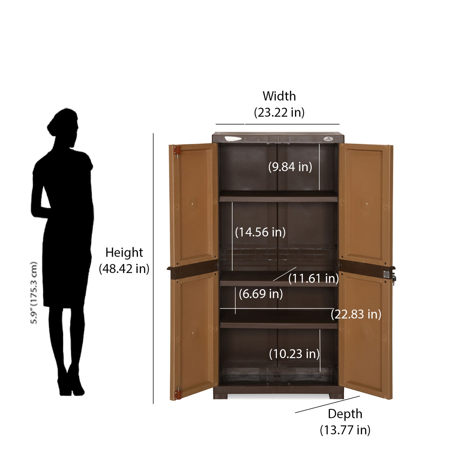 Nilkamal Freedom Mini Medium (FMM) Plastic Cabinet (Sandy & Dark Brown)