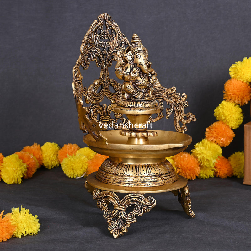 Brass Ganesha Urli/Diya (13.5 Inch)