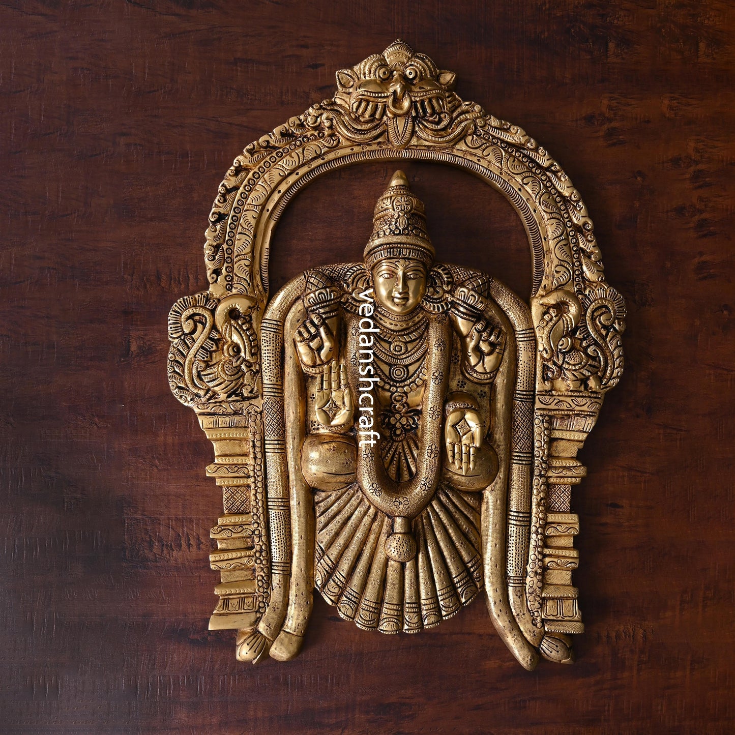 Brass Goddess Padmavati Wall Hanging In Frame (20 Inch)