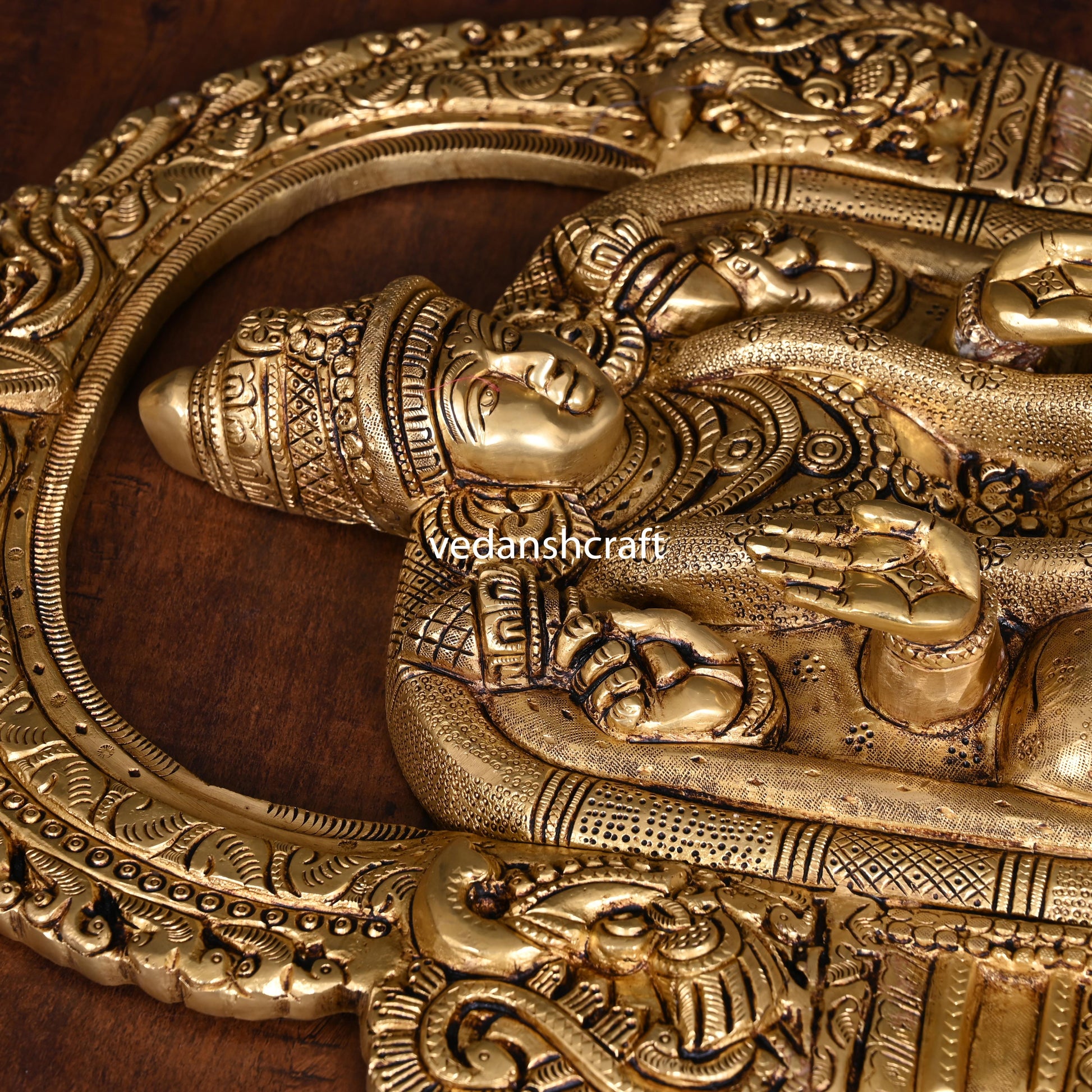 Brass Goddess Padmavati Wall Hanging In Frame (20 Inch)