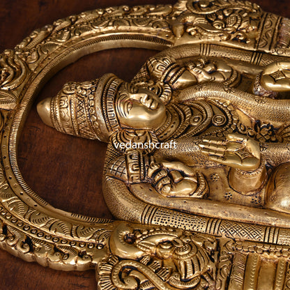 Brass Goddess Padmavati Wall Hanging In Frame (20 Inch)