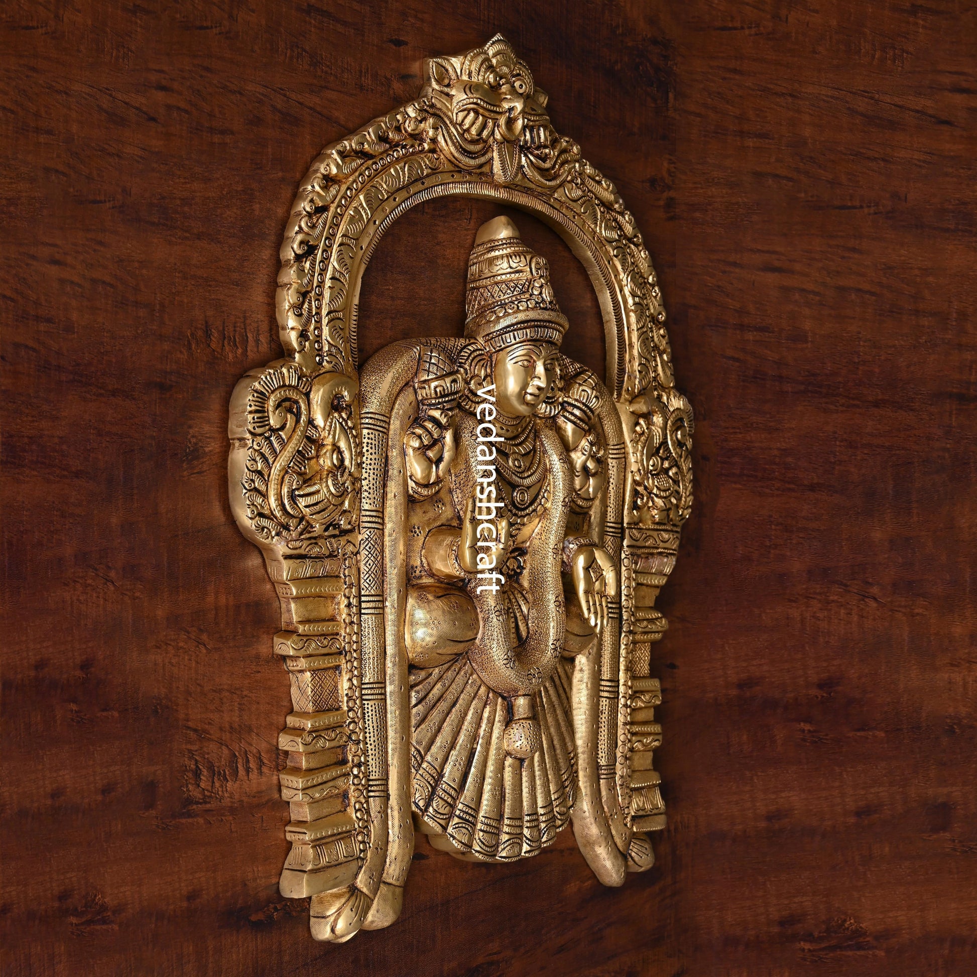 Brass Goddess Padmavati Wall Hanging In Frame (20 Inch)