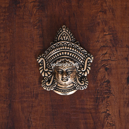 Brass Durga Face Wall Hanging Idol (4 Inch)