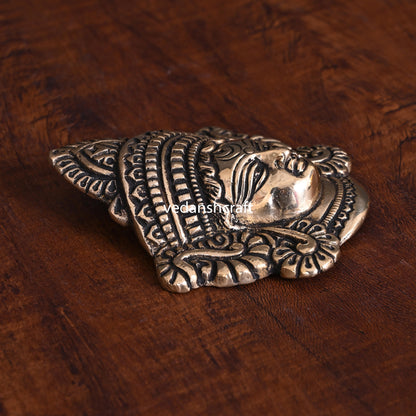Brass Durga Face Wall Hanging Idol (4 Inch)
