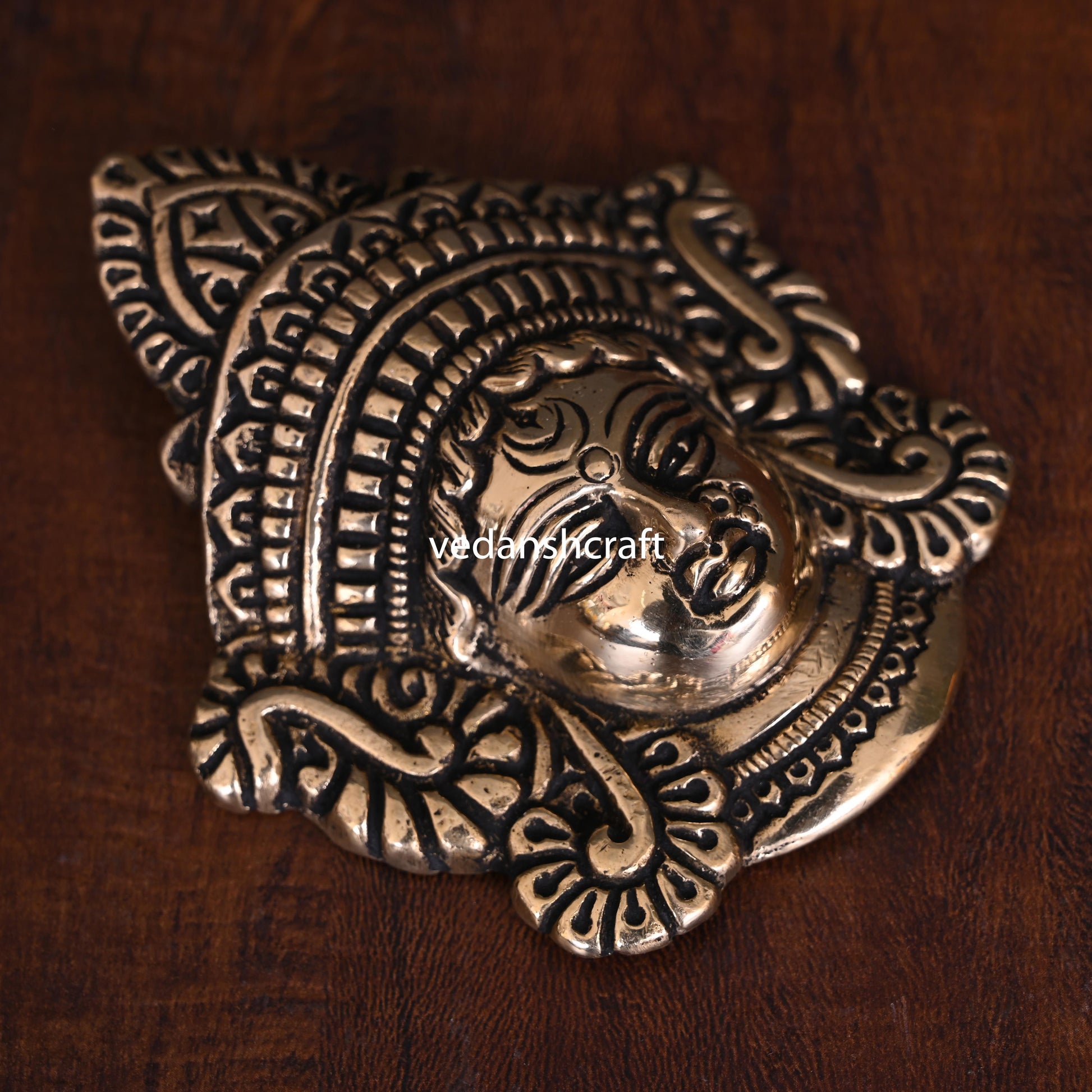 Brass Durga Face Wall Hanging Idol (4 Inch)