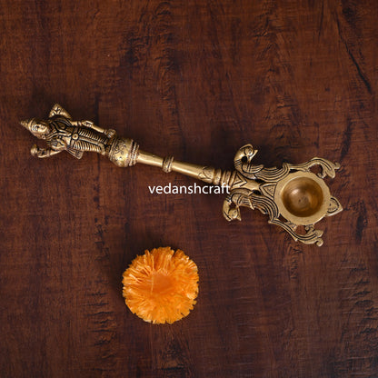 Brass Vishnu Ahuti Spoon (10.5 Inch)