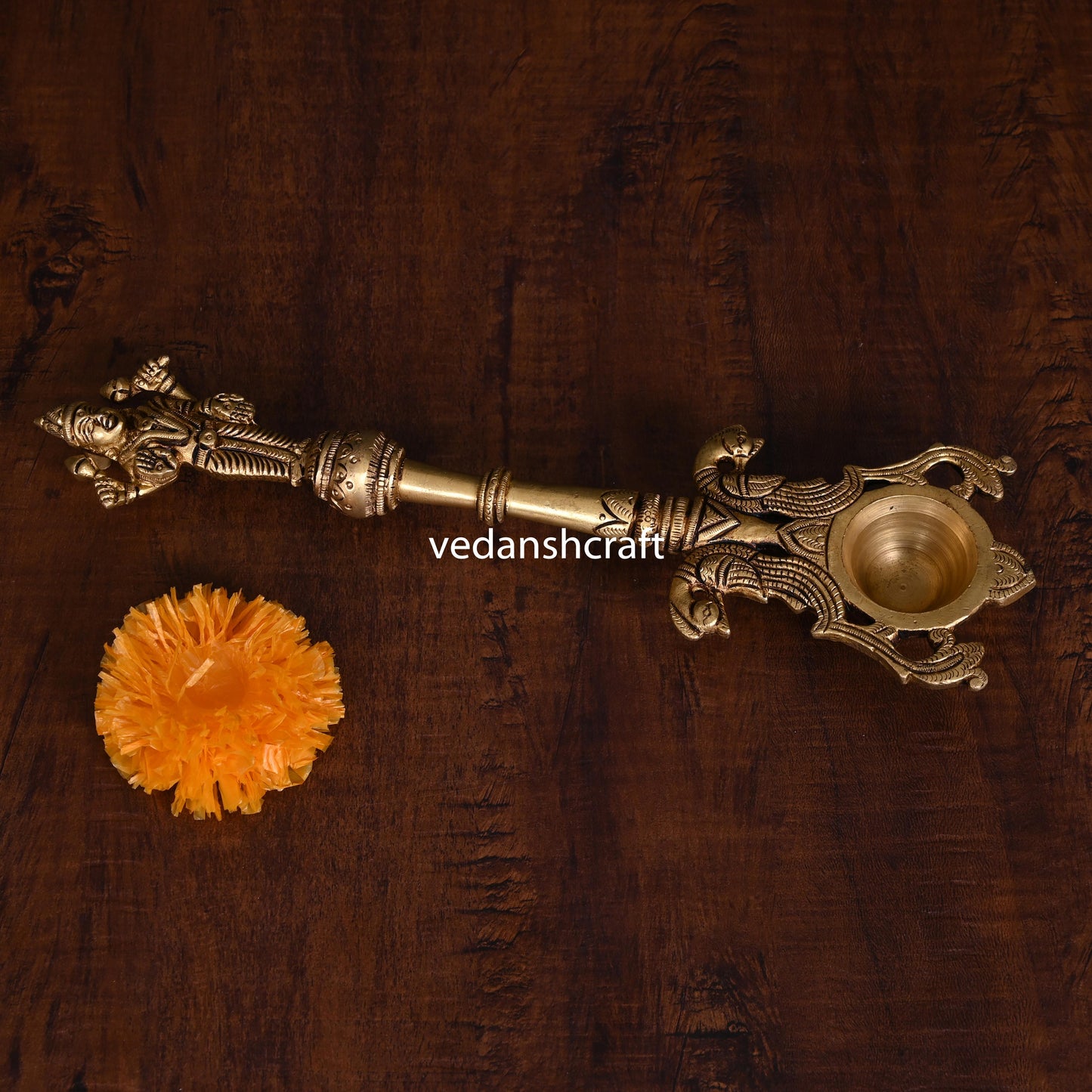 Brass Lakshmi Ahuti Spoon (10.5 Inch)