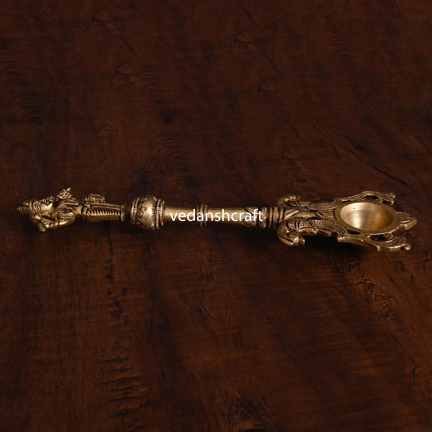 Brass Lakshmi Ahuti Spoon (10.5 Inch)