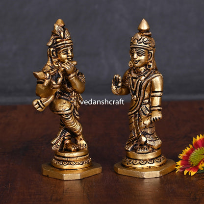 Brass Radha Krishna Idols Set (4 Inch)