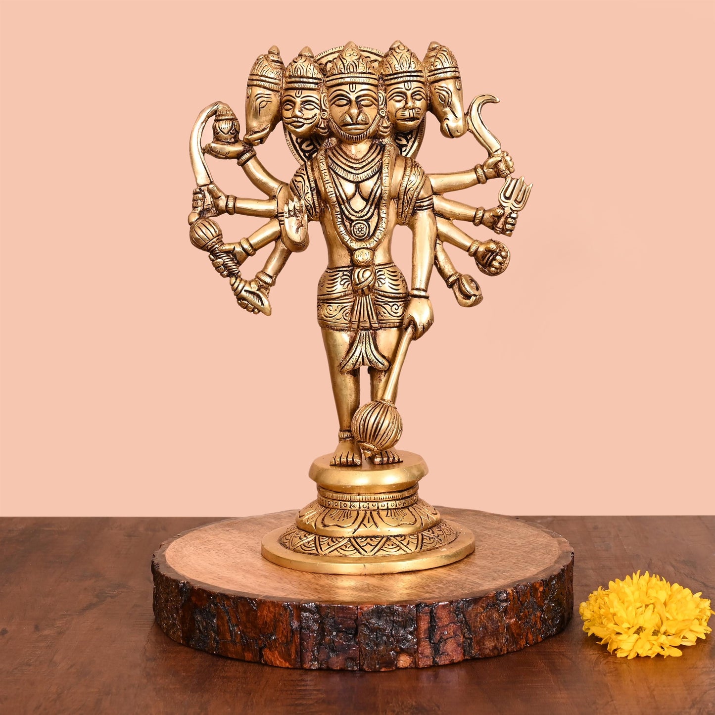 Brass Panchmukhi Hanuman Idol (11.8 Inch)
