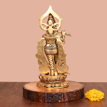 Brass Lord Krishna Idol (12.5 Inch)