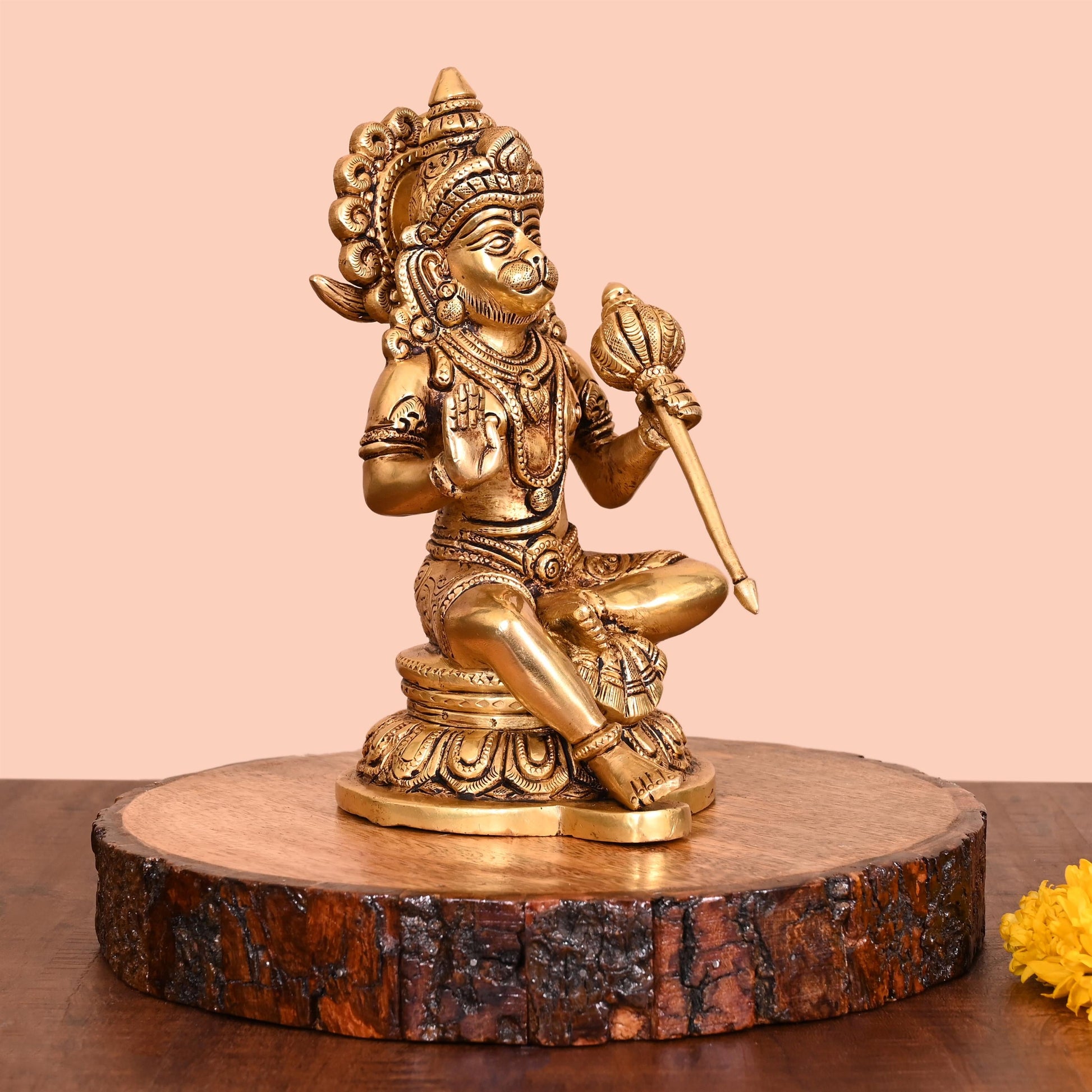 Brass Sitting Hanuman Idol (8 Inch)