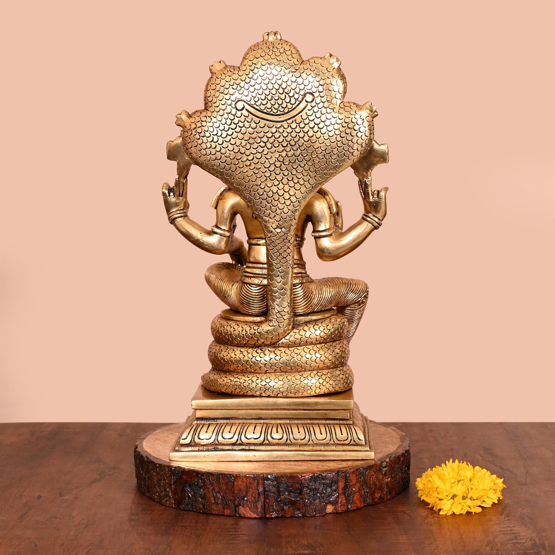 Brass Superfine Sitting Lord Vishnu Idol (14 Inch)